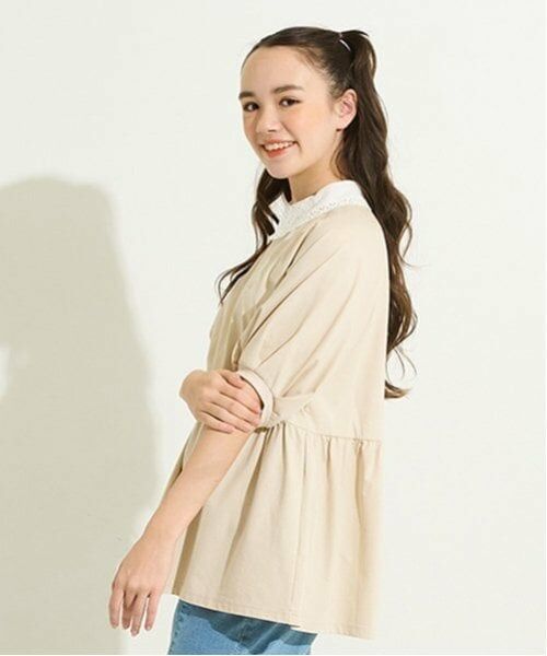 POM PONETTE AMI / ポンポネット アミ シャツ・ブラウス | 【AMI】【接触冷感】刺しゅう衿ペプラムカットプルオーバー | 詳細12