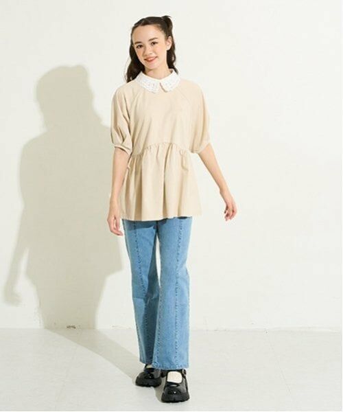 POM PONETTE AMI / ポンポネット アミ シャツ・ブラウス | 【AMI】【接触冷感】刺しゅう衿ペプラムカットプルオーバー | 詳細15