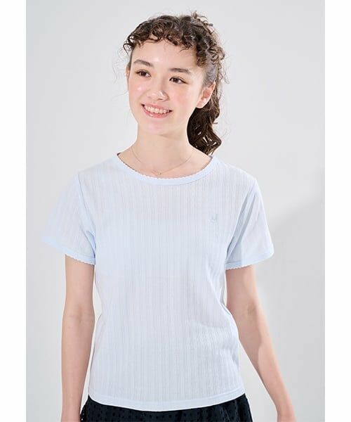 POM PONETTE AMI / ポンポネット アミ Tシャツ | 【WEB限定】【AMI】針抜スカラップTシャツ（サックス）