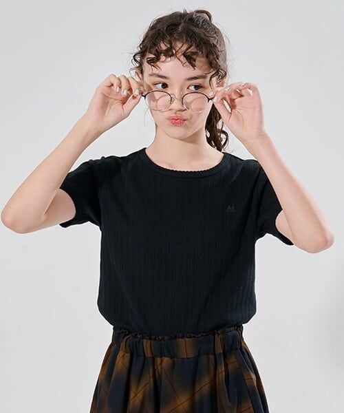 POM PONETTE AMI / ポンポネット アミ Tシャツ | 【WEB限定】【AMI】針抜スカラップTシャツ（黒）