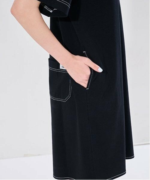 POM PONETTE AMI / ポンポネット アミ ミニ丈・ひざ丈ワンピース | 【AMI】ステッチデザインTワンピース | 詳細17