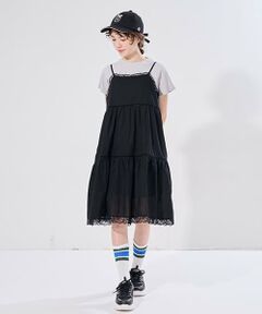 POM PONETTE AMI / ポンポネット アミ ミニ丈・ひざ丈ワンピース | 【AMI】コットンレースキャミワンピース×Tシャツセット
