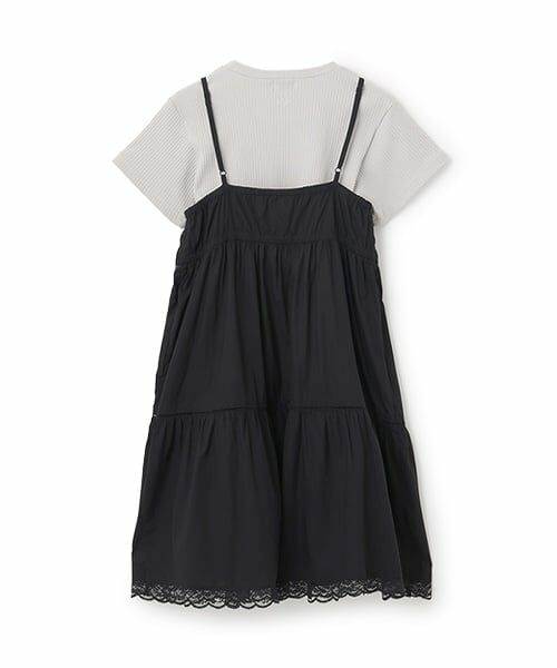 POM PONETTE AMI / ポンポネット アミ ミニ丈・ひざ丈ワンピース | 【AMI】コットンレースキャミワンピース×Tシャツセット | 詳細1