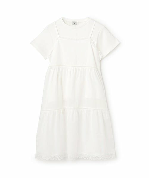 POM PONETTE AMI / ポンポネット アミ ミニ丈・ひざ丈ワンピース | 【AMI】コットンレースキャミワンピース×Tシャツセット | 詳細14