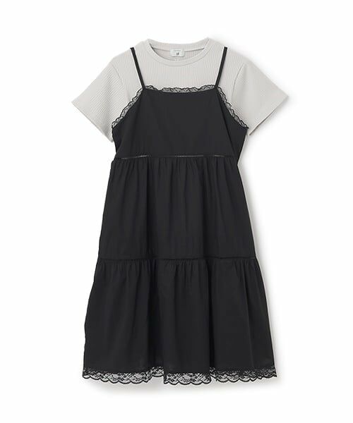 POM PONETTE AMI / ポンポネット アミ ミニ丈・ひざ丈ワンピース | 【AMI】コットンレースキャミワンピース×Tシャツセット | 詳細15