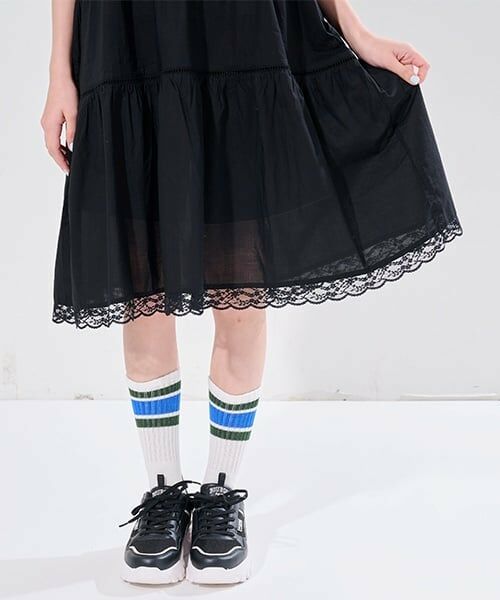 POM PONETTE AMI / ポンポネット アミ ミニ丈・ひざ丈ワンピース | 【AMI】コットンレースキャミワンピース×Tシャツセット | 詳細19