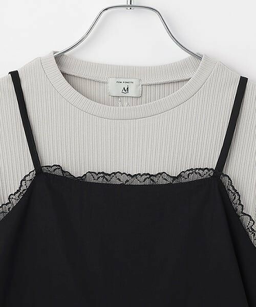 POM PONETTE AMI / ポンポネット アミ ミニ丈・ひざ丈ワンピース | 【AMI】コットンレースキャミワンピース×Tシャツセット | 詳細3