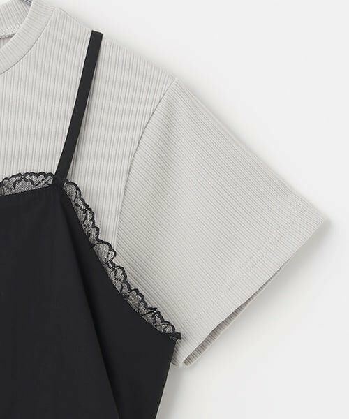 POM PONETTE AMI / ポンポネット アミ ミニ丈・ひざ丈ワンピース | 【AMI】コットンレースキャミワンピース×Tシャツセット | 詳細4