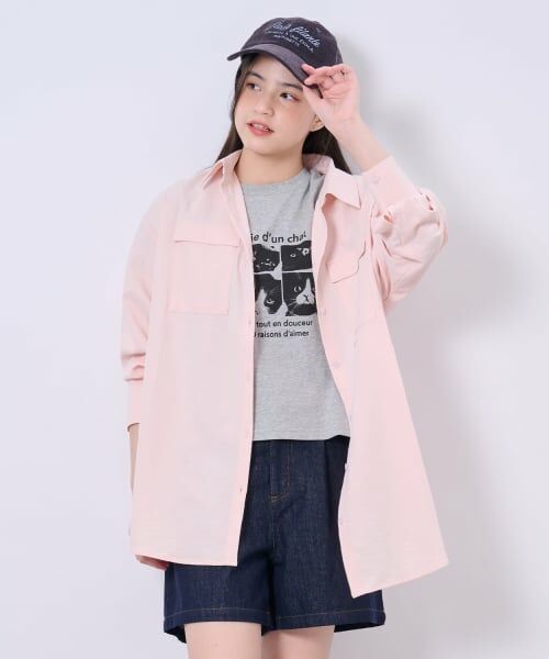 POM PONETTE AMI / ポンポネット アミ シャツ・ブラウス | 【AMI】ビッグシャツ×コンパクトTシャツセット（ライト ピンク）