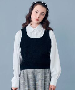 POM PONETTE AMI / ポンポネット アミ シャツ・ブラウス | 【AMI】パール衿シャツ×ニットベスト