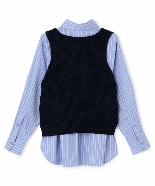 POM PONETTE AMI / ポンポネット アミ シャツ・ブラウス | 【AMI】パール衿シャツ×ニットベスト | 詳細1