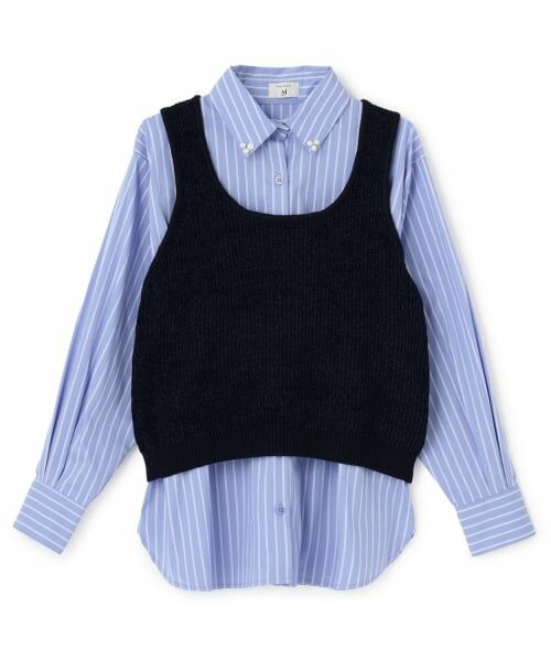 POM PONETTE AMI / ポンポネット アミ シャツ・ブラウス | 【AMI】パール衿シャツ×ニットベスト | 詳細12