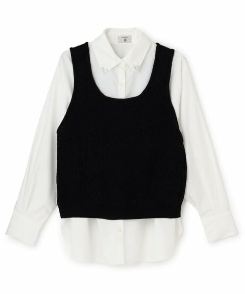 POM PONETTE AMI / ポンポネット アミ シャツ・ブラウス | 【AMI】パール衿シャツ×ニットベスト | 詳細13