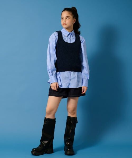 POM PONETTE AMI / ポンポネット アミ シャツ・ブラウス | 【AMI】パール衿シャツ×ニットベスト | 詳細15