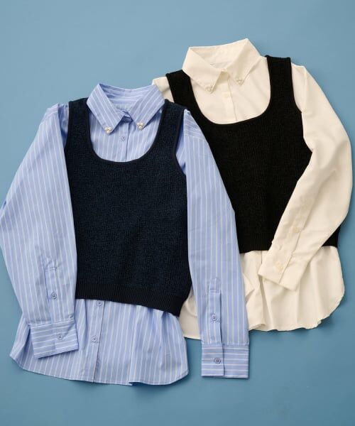 POM PONETTE AMI / ポンポネット アミ シャツ・ブラウス | 【AMI】パール衿シャツ×ニットベスト | 詳細18