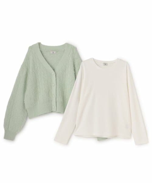 POM PONETTE AMI / ポンポネット アミ カーディガン・ボレロ | 【AMI】シャギーニットカーデ×ロンTセット | 詳細3