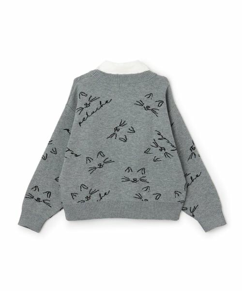 POM PONETTE AMI / ポンポネット アミ ニット・セーター | 【AMI】猫総柄ジャカード衿つきニット | 詳細1