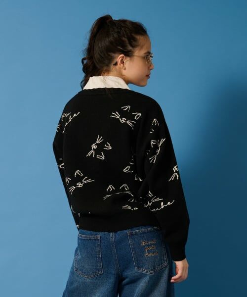 POM PONETTE AMI / ポンポネット アミ ニット・セーター | 【AMI】猫総柄ジャカード衿つきニット | 詳細12