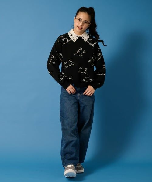 POM PONETTE AMI / ポンポネット アミ ニット・セーター | 【AMI】猫総柄ジャカード衿つきニット | 詳細13