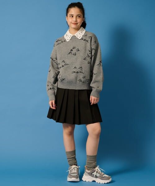 POM PONETTE AMI / ポンポネット アミ ニット・セーター | 【AMI】猫総柄ジャカード衿つきニット | 詳細15