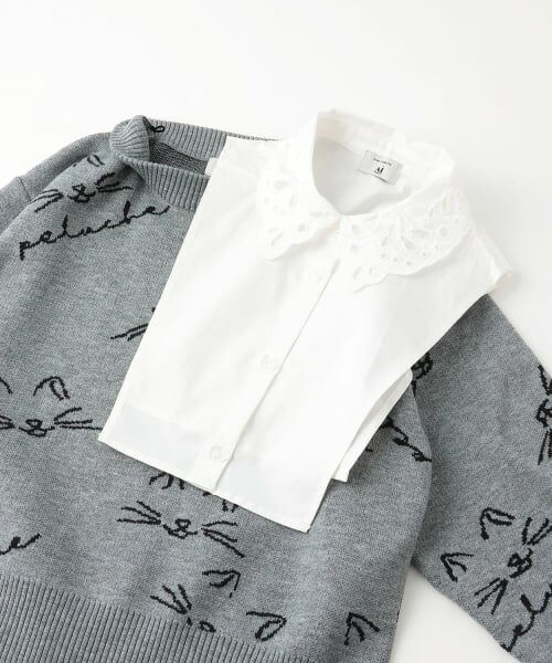 POM PONETTE AMI / ポンポネット アミ ニット・セーター | 【AMI】猫総柄ジャカード衿つきニット | 詳細4