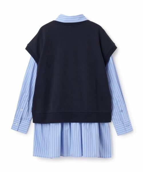 POM PONETTE AMI / ポンポネット アミ ミニ丈・ひざ丈ワンピース | 【AMI】ミニ裏毛ベスト×ペプラムシャツワンピースセット | 詳細1