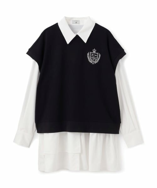 POM PONETTE AMI / ポンポネット アミ ミニ丈・ひざ丈ワンピース | 【AMI】ミニ裏毛ベスト×ペプラムシャツワンピースセット | 詳細13