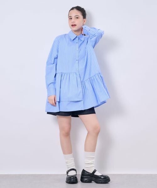 POM PONETTE AMI / ポンポネット アミ ミニ丈・ひざ丈ワンピース | 【AMI】ミニ裏毛ベスト×ペプラムシャツワンピースセット | 詳細15