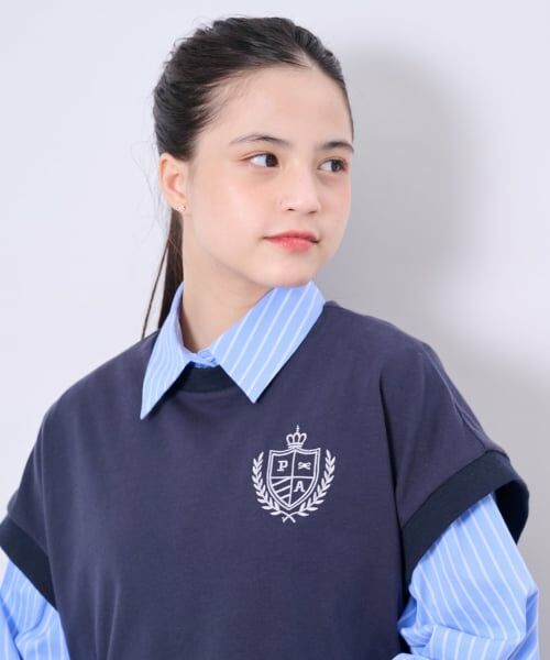 POM PONETTE AMI / ポンポネット アミ ミニ丈・ひざ丈ワンピース | 【AMI】ミニ裏毛ベスト×ペプラムシャツワンピースセット | 詳細20