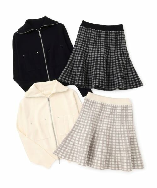 POM PONETTE AMI / ポンポネット アミ ショート・ハーフ・半端丈パンツ | 【AMI】ダブルジップニットカーデ×チェックマーメイドスカート | 詳細13