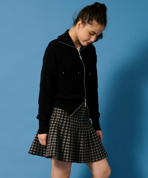 POM PONETTE AMI / ポンポネット アミ ショート・ハーフ・半端丈パンツ | 【AMI】ダブルジップニットカーデ×チェックマーメイドスカート | 詳細16