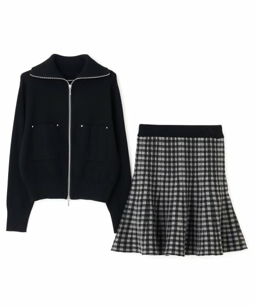 POM PONETTE AMI / ポンポネット アミ ショート・ハーフ・半端丈パンツ | 【AMI】ダブルジップニットカーデ×チェックマーメイドスカート | 詳細2