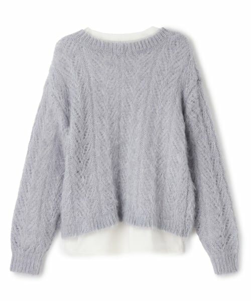 POM PONETTE AMI / ポンポネット アミ ニット・セーター | 【AMI】Vネック猫シャギーニット×Tシャツセット | 詳細1