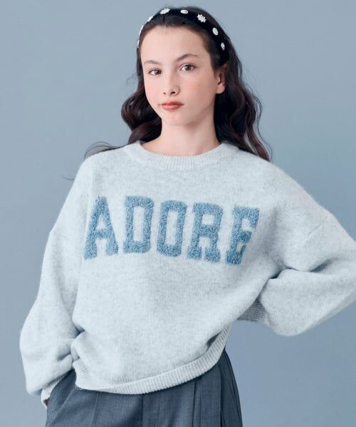 POM PONETTE AMI / ポンポネット アミ ニット・セーター | 【AMI】立体ジャカードプルオーバー（ライト グレー）