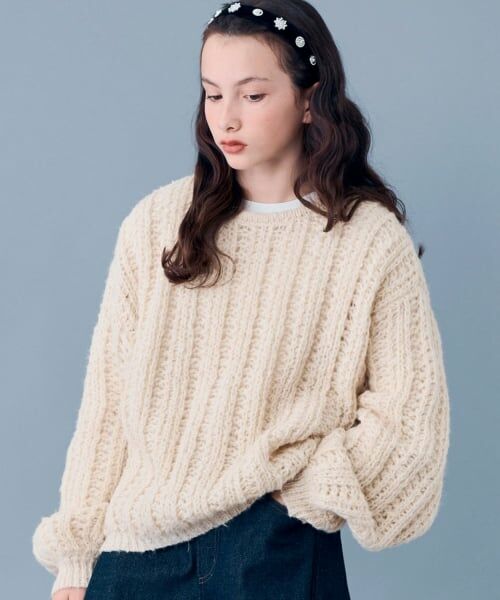 POM PONETTE AMI / ポンポネット アミ ニット・セーター | 【AMI】透かし編みニットプルオーバー×Tシャツセット | 詳細13