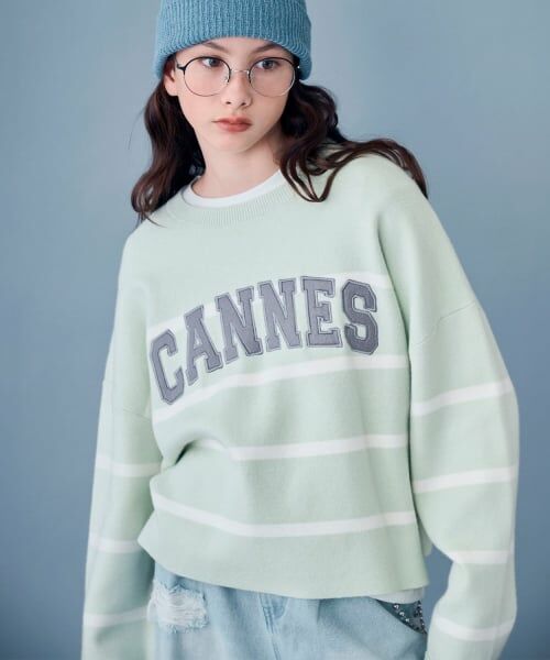 POM PONETTE AMI / ポンポネット アミ ニット・セーター | 【AMI】ボーダーフェルトロゴニット | 詳細13