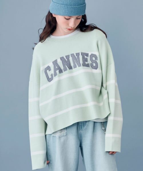 POM PONETTE AMI / ポンポネット アミ ニット・セーター | 【AMI】ボーダーフェルトロゴニット | 詳細14