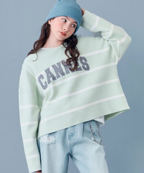 POM PONETTE AMI / ポンポネット アミ ニット・セーター | 【AMI】ボーダーフェルトロゴニット | 詳細15