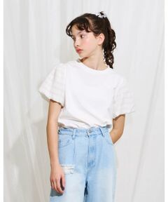 POM PONETTE AMI / ポンポネット アミ Tシャツ | 【AMI】接触冷感チェックバルーンスリーブTシャツ