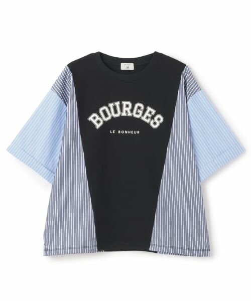 POM PONETTE AMI / ポンポネット アミ Tシャツ | 【AMI】異素材切替ロゴTシャツ（黒）