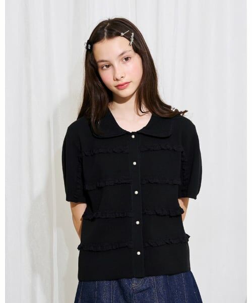 POM PONETTE AMI / ポンポネット アミ カーディガン・ボレロ | 【AMI】レースカーディガン（黒）