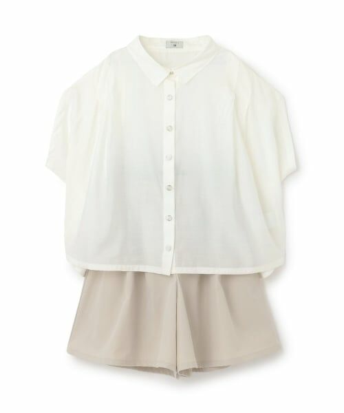 POM PONETTE AMI / ポンポネット アミ シャツ・ブラウス | 【AMI】ショルダータックフレンチブラウスセットアップ（白）