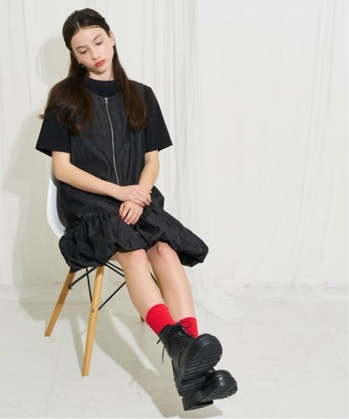 POM PONETTE AMI / ポンポネット アミ ミニ丈・ひざ丈ワンピース | 【AMI】【接触冷感】デニムバルーンジャンスカインナーセット | 詳細19