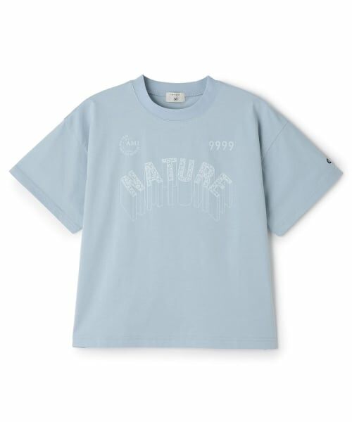 POM PONETTE AMI / ポンポネット アミ Tシャツ | 【AMI】【接触冷感】レオパードロゴTシャツ（ライト ブルー）