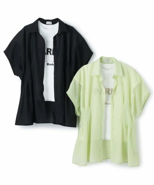POM PONETTE AMI / ポンポネット アミ シャツ・ブラウス | 【AMI】タックシャツ×【接触冷感】インナーTシャツセット | 詳細12