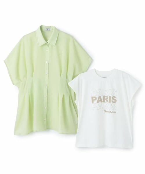 POM PONETTE AMI / ポンポネット アミ シャツ・ブラウス | 【AMI】タックシャツ×【接触冷感】インナーTシャツセット | 詳細2