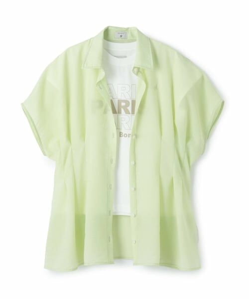 POM PONETTE AMI / ポンポネット アミ シャツ・ブラウス | 【AMI】タックシャツ×【接触冷感】インナーTシャツセット（ライト グリーン）