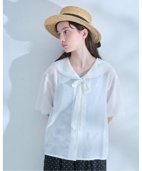 POM PONETTE AMI / ポンポネット アミ シャツ・ブラウス | 【AMI】レース使いブラウス×【接触冷感】キャミソールセット | 詳細18