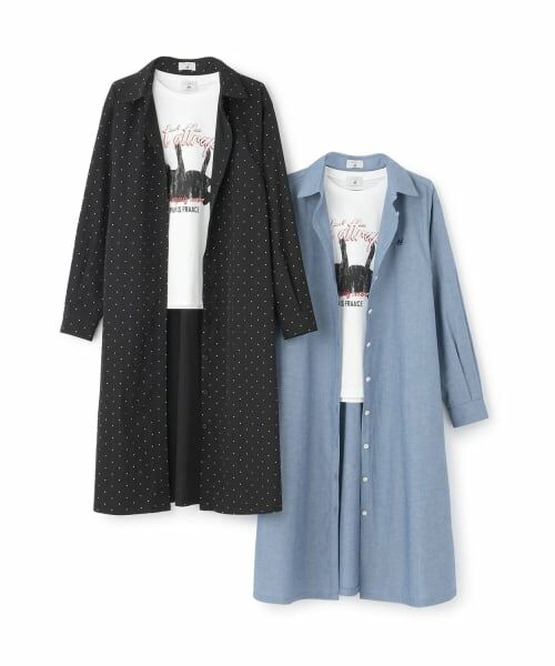 POM PONETTE AMI / ポンポネット アミ ミニ丈・ひざ丈ワンピース | 【AMI】シャツワンピース×Tシャツセット | 詳細15