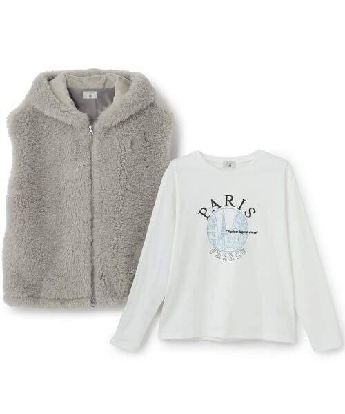 POM PONETTE AMI / ポンポネット アミ ダウンジャケット・ベスト | 【AMI】フェイクファーベスト×長袖Tシャツセット | 詳細2